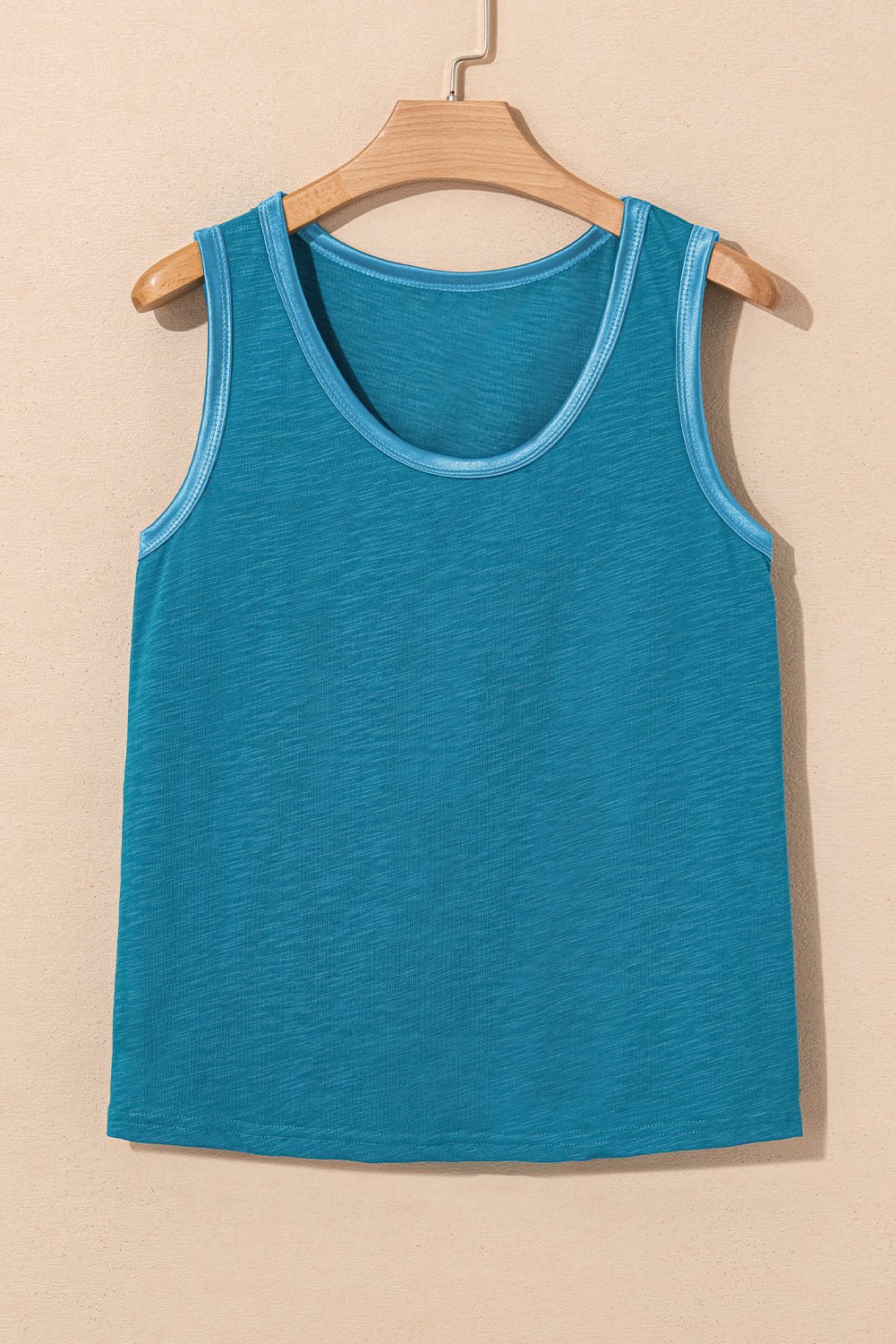 Peacock Blue Metallic Sheen Edge Scoop Neck Tank Top - Chaelisa's New Jammies