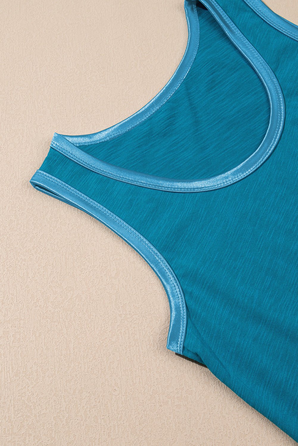 Peacock Blue Metallic Sheen Edge Scoop Neck Tank Top - Chaelisa's New Jammies