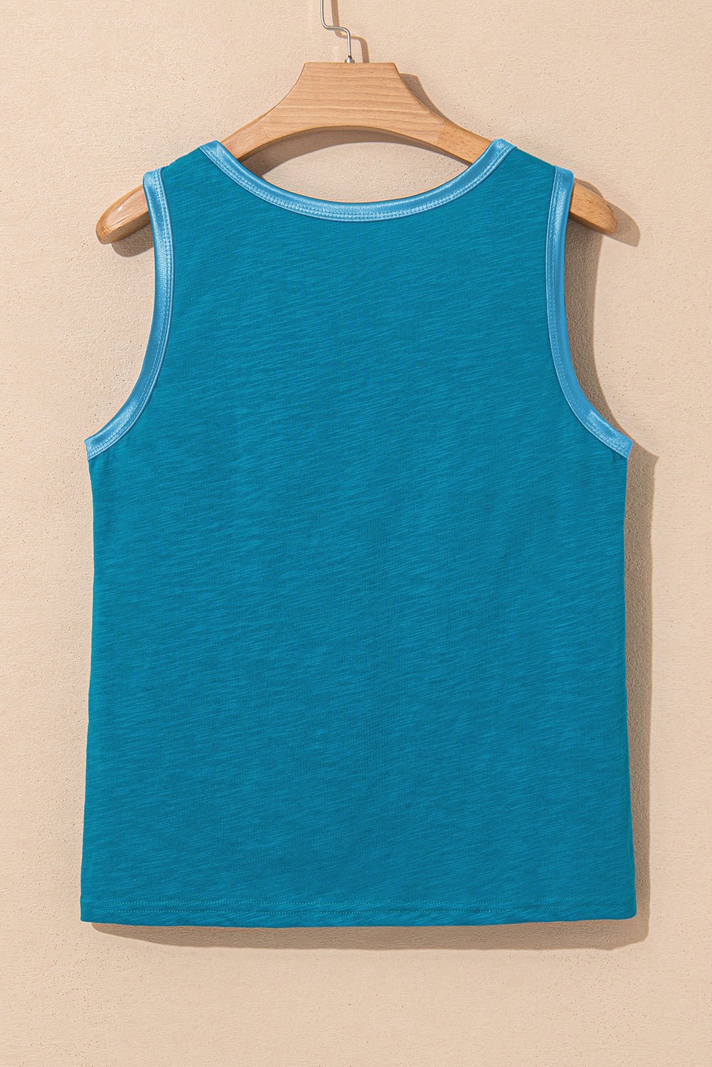 Peacock Blue Metallic Sheen Edge Scoop Neck Tank Top - Chaelisa's New Jammies