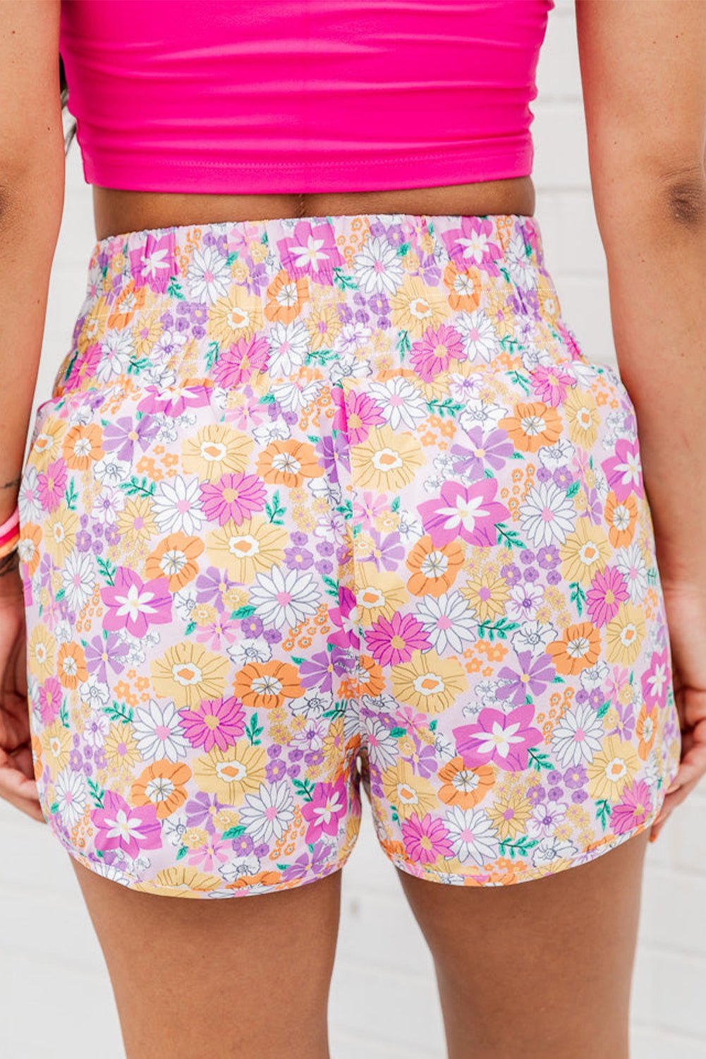 Pink Boho Floral Shirred High Waist Casual Shorts - Chaelisa's New Jammies