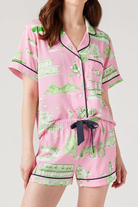 Pink Holiday Resort Short 2pcs Pajama Set - Chaelisa's New Jammies