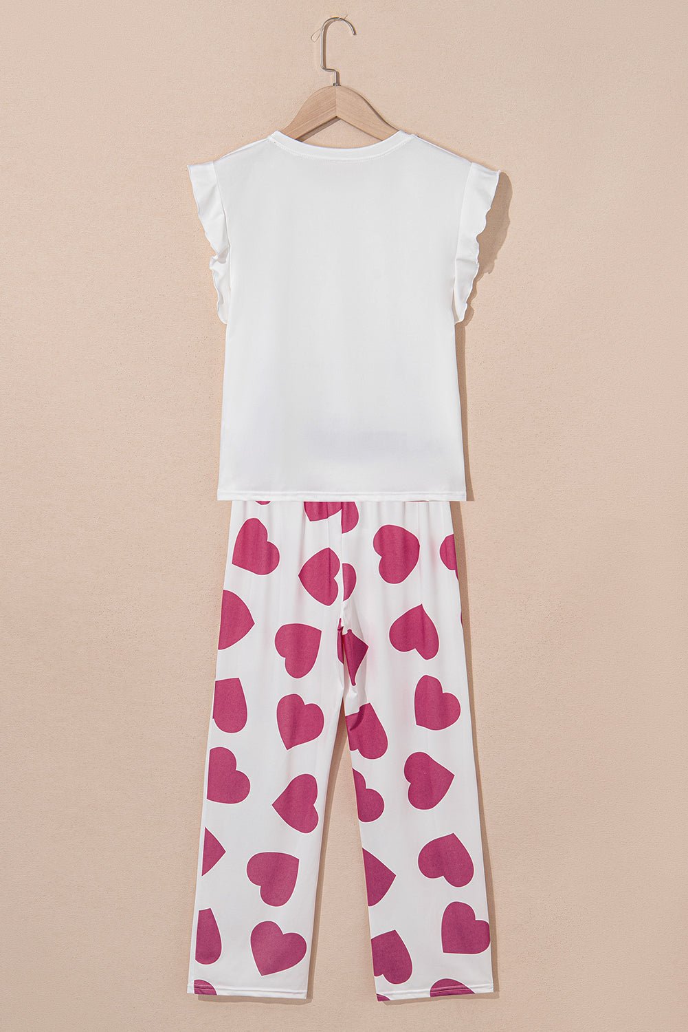 Pink Ruffled Tank Top And Heart Print Pants Lounge Set - Chaelisa's New Jammies