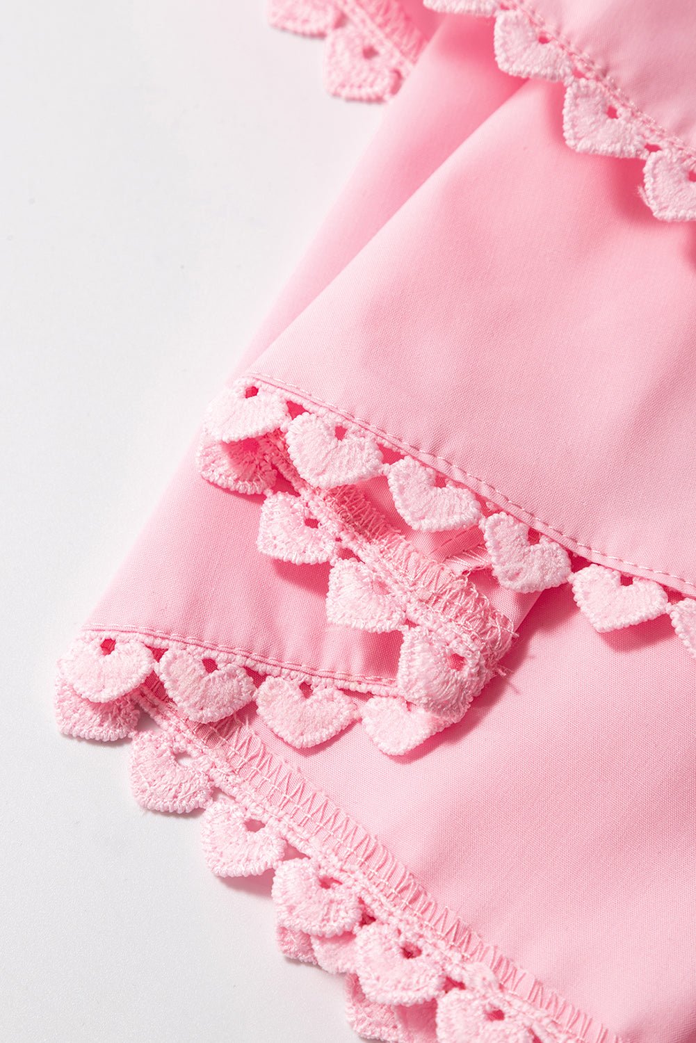 Pink Tiered Heart Trim Square Neck Flutter Top - Chaelisa's New Jammies