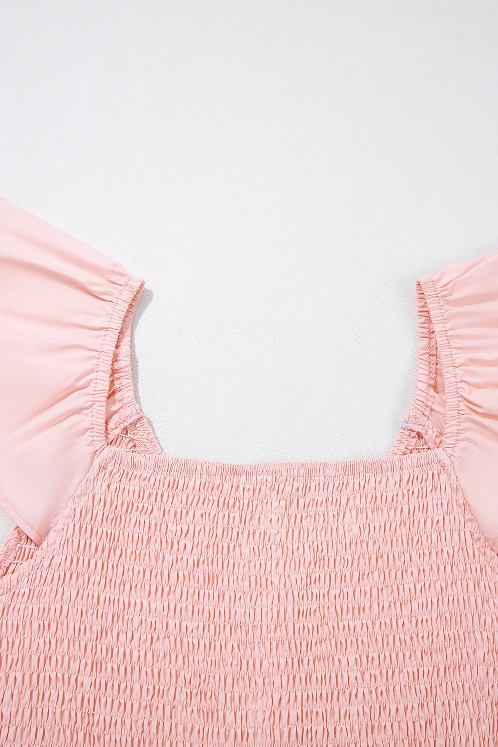 Pink V Neck Flutter Sleeve Smocked Bodice High Waist Ruffle Maxi Dress - Chaelisa's New Jammies