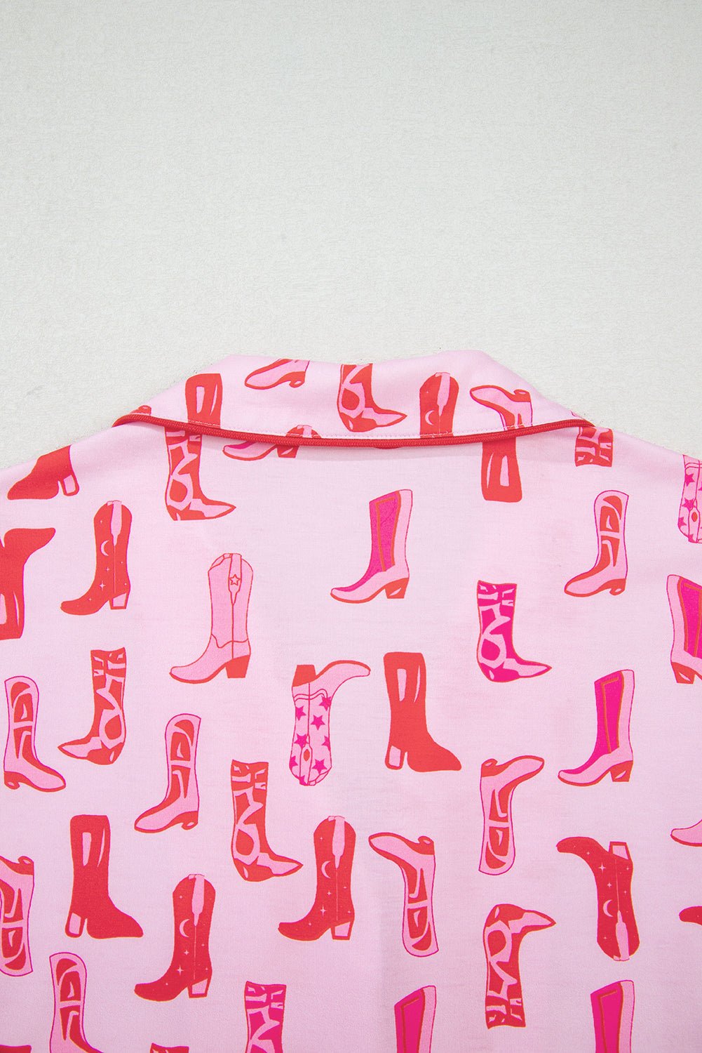 Pink Western Cowgirl Boots Printed Shirt Ruffled Shorts Pajama Set - Chaelisa's New Jammies