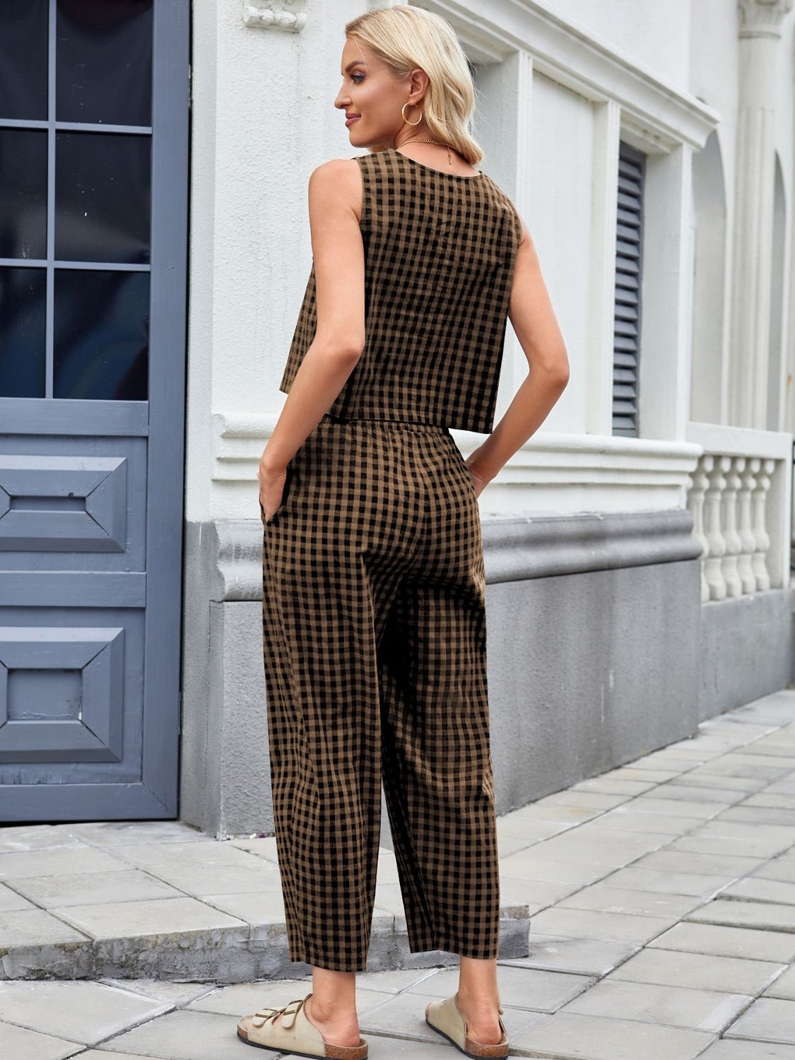 Plaid Sleeveless Top and Pants Set - Chaelisa's New Jammies