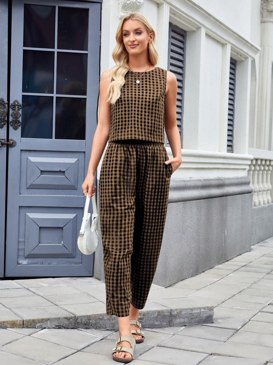 Plaid Sleeveless Top and Pants Set - Chaelisa's New Jammies