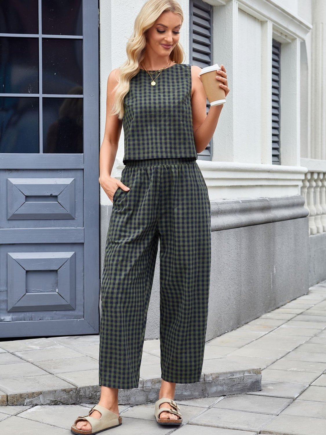 Plaid Sleeveless Top and Pants Set - Chaelisa's New Jammies