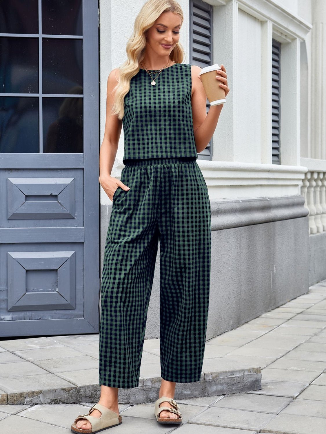 Plaid Sleeveless Top and Pants Set - Chaelisa's New Jammies
