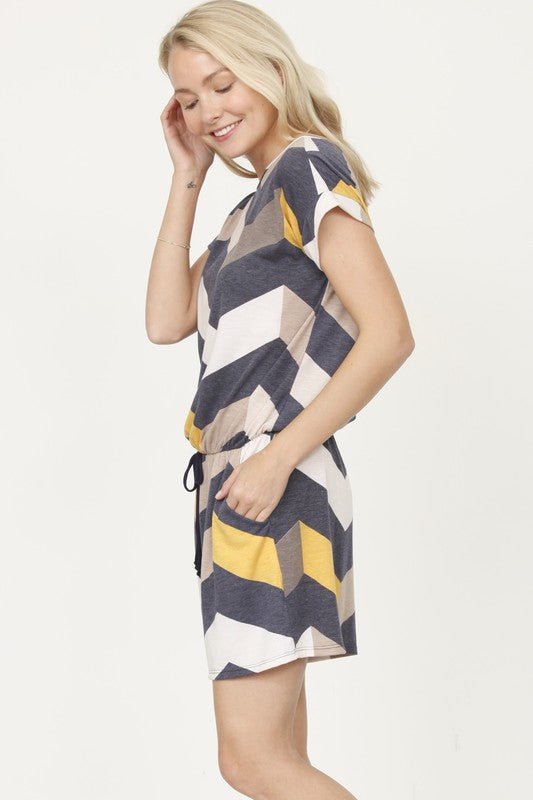 Plus Drawstring Chevron Romper - Chaelisa's New Jammies