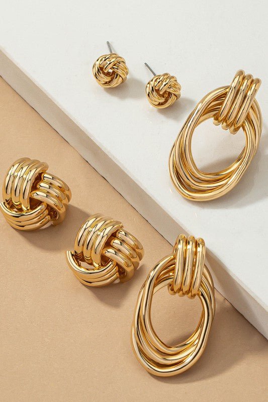 Premium Trio Metal Knot and Hoop Earrings - Chaelisa's New Jammies