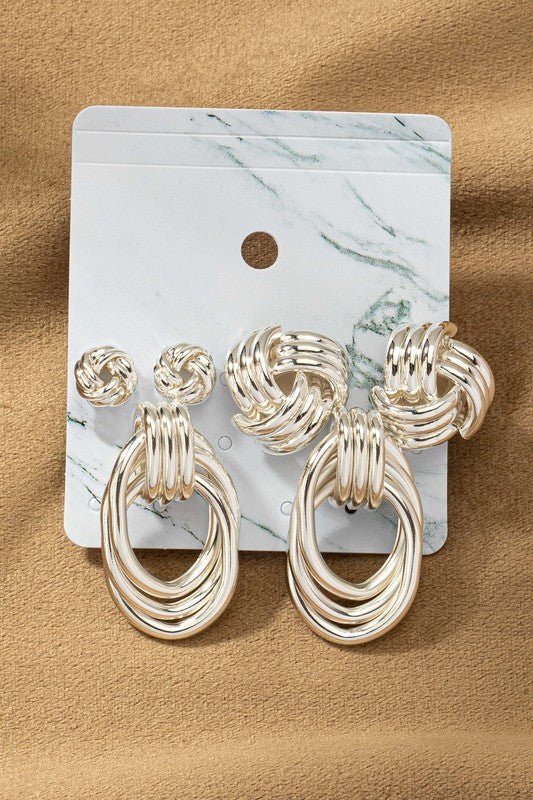 Premium Trio Metal Knot and Hoop Earrings - Chaelisa's New Jammies
