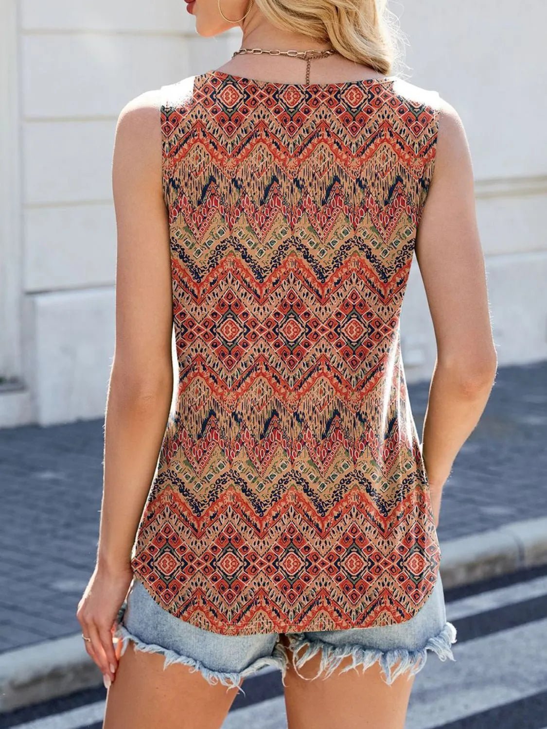 Printed Scoop Neck Wide Strap Tank - Chaelisa's New Jammies