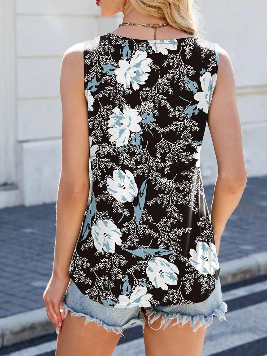 Printed Scoop Neck Wide Strap Tank - Chaelisa's New Jammies