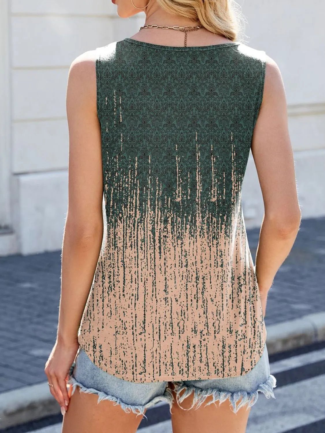 Printed Scoop Neck Wide Strap Tank - Chaelisa's New Jammies