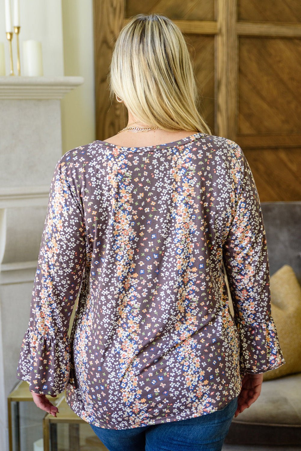Purple Floral Print Round Neck Plus Size Babydoll Blouse - Chaelisa's New Jammies