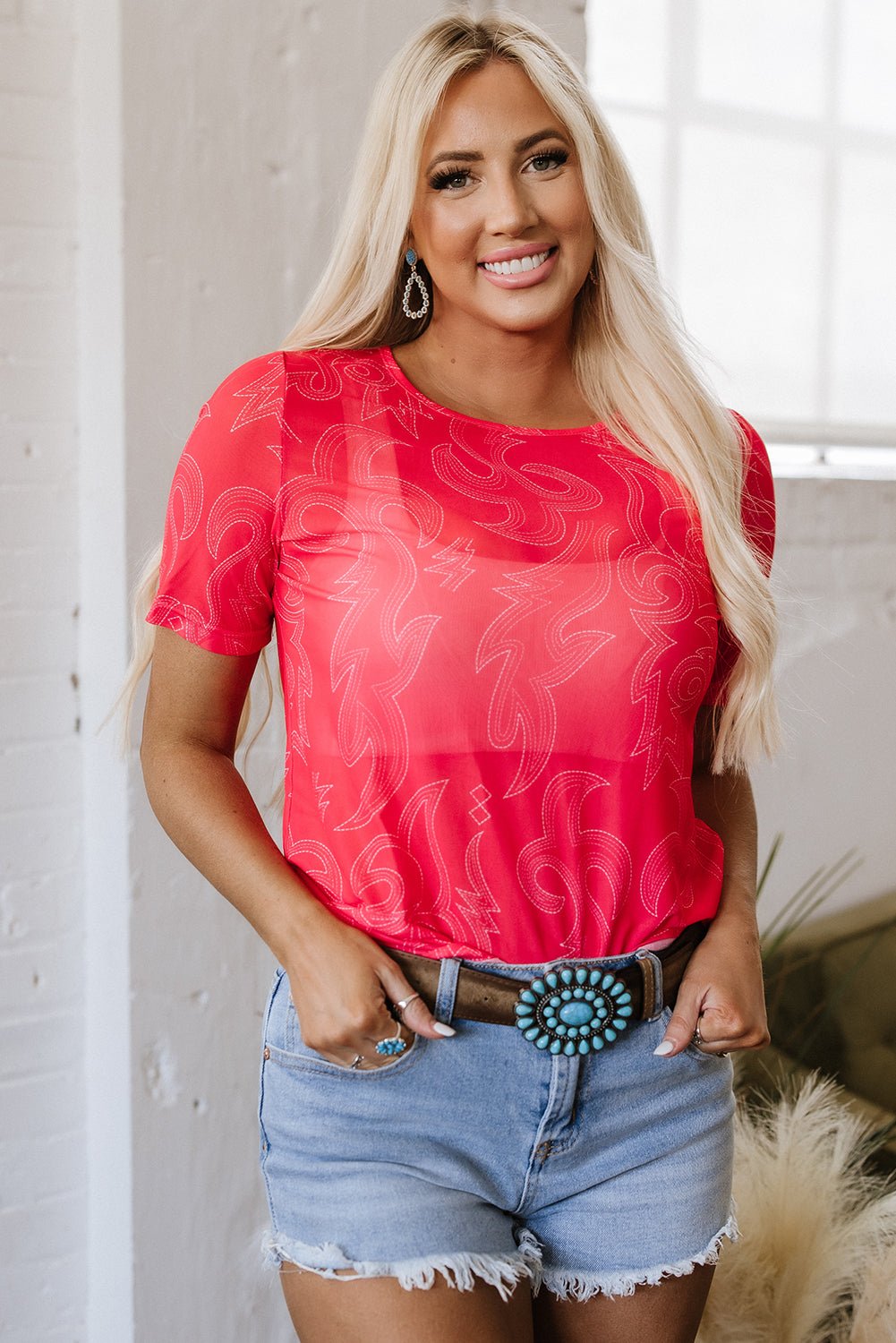 Red Western Girls Mesh T Shirt - Chaelisa's New Jammies