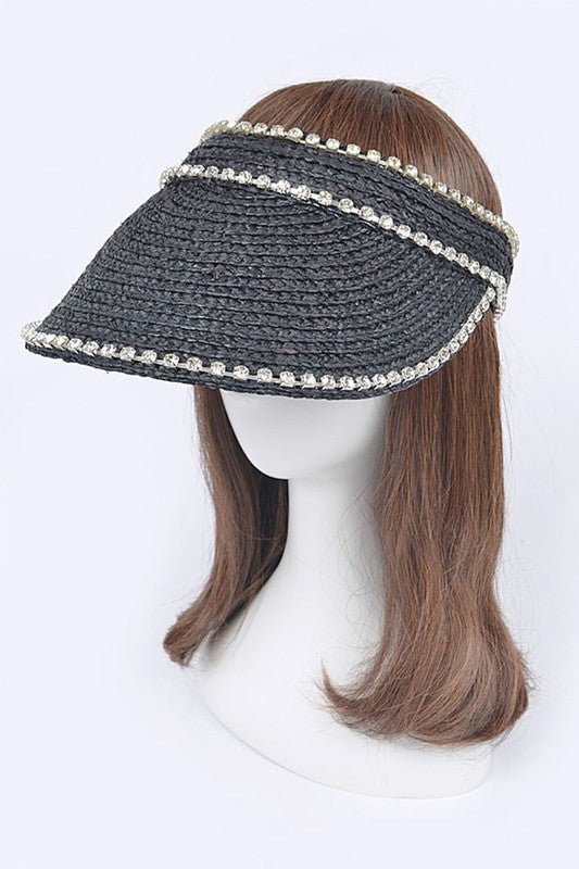 Rhinestone Statement Straw Visor Sun Hat - Chaelisa's New Jammies
