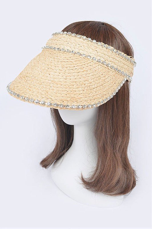 Rhinestone Statement Straw Visor Sun Hat - Chaelisa's New Jammies