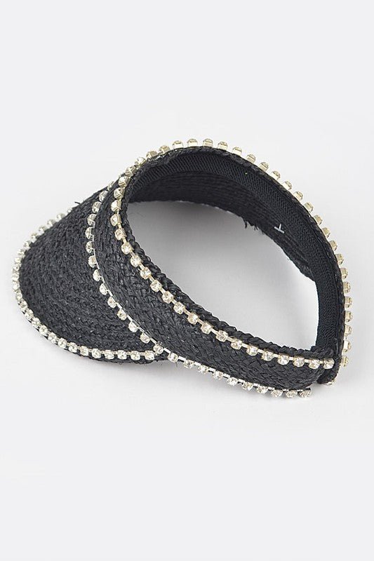Rhinestone Statement Straw Visor Sun Hat - Chaelisa's New Jammies