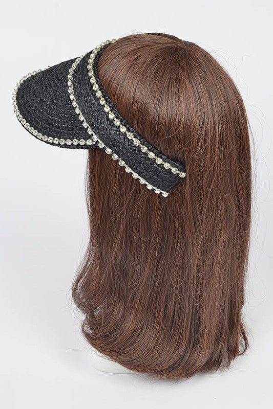 Rhinestone Statement Straw Visor Sun Hat - Chaelisa's New Jammies