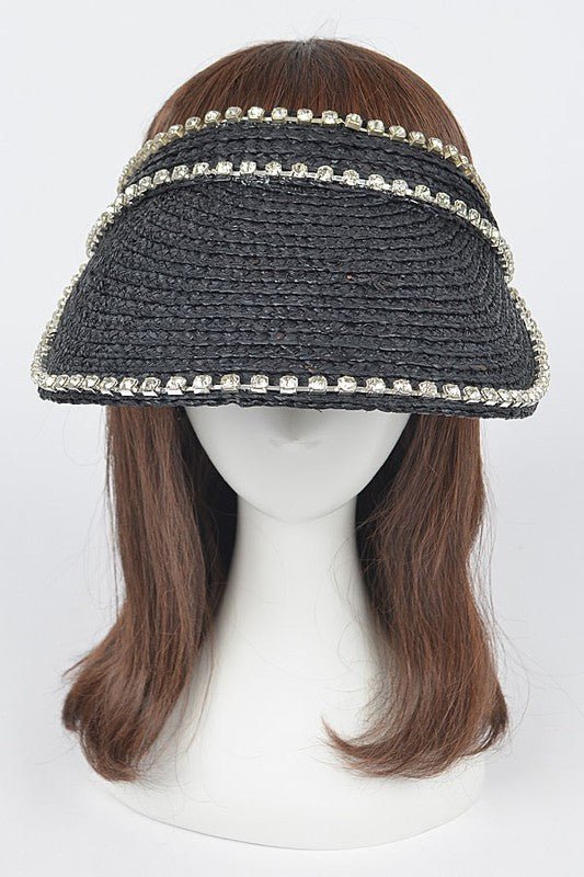 Rhinestone Statement Straw Visor Sun Hat - Chaelisa's New Jammies