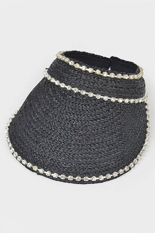 Rhinestone Statement Straw Visor Sun Hat - Chaelisa's New Jammies