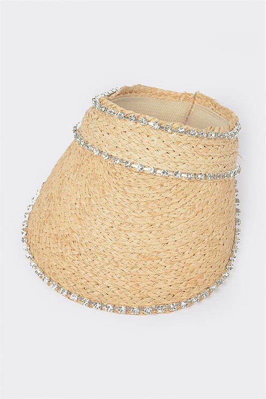 Rhinestone Statement Straw Visor Sun Hat - Chaelisa's New Jammies