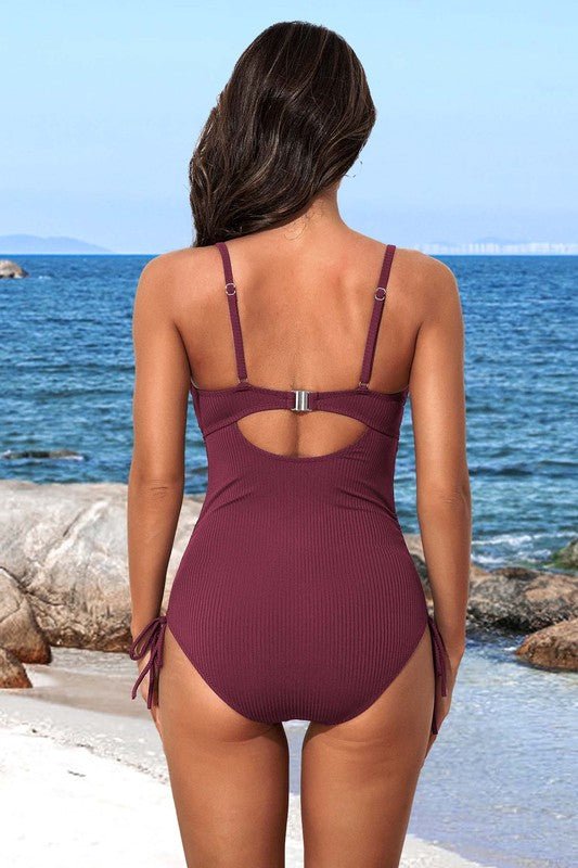 Ribbed Tie Side High Cut Twist Front Bathing Suit - Chaelisa's New Jammies