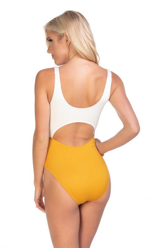 RIBBED TWO TONE CUTOUT ONE PIECE SWIMSUIT - Chaelisa's New Jammies