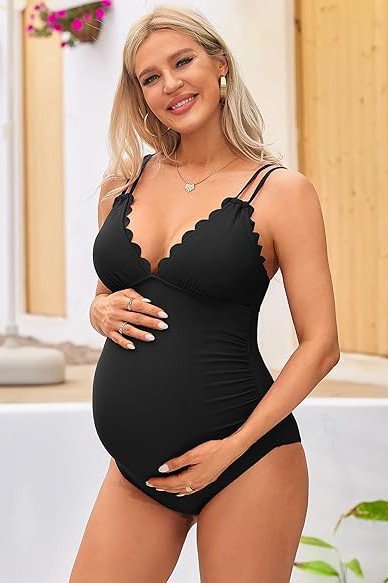 Ruch Scallop V Neck One Piece Maternity Swimsuit - Chaelisa's New Jammies