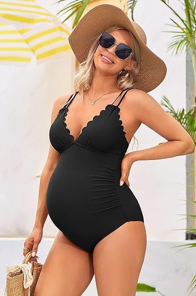 Ruch Scallop V Neck One Piece Maternity Swimsuit - Chaelisa's New Jammies