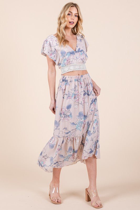 Ruffle Bottom Floral Print Skirt - Chaelisa's New Jammies
