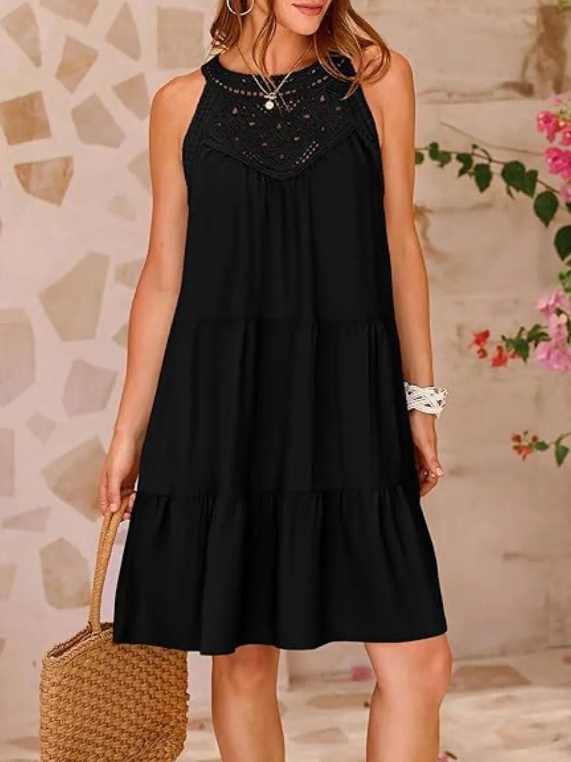 Ruffled Hem Lace Sleeveless Dress - Chaelisa's New Jammies