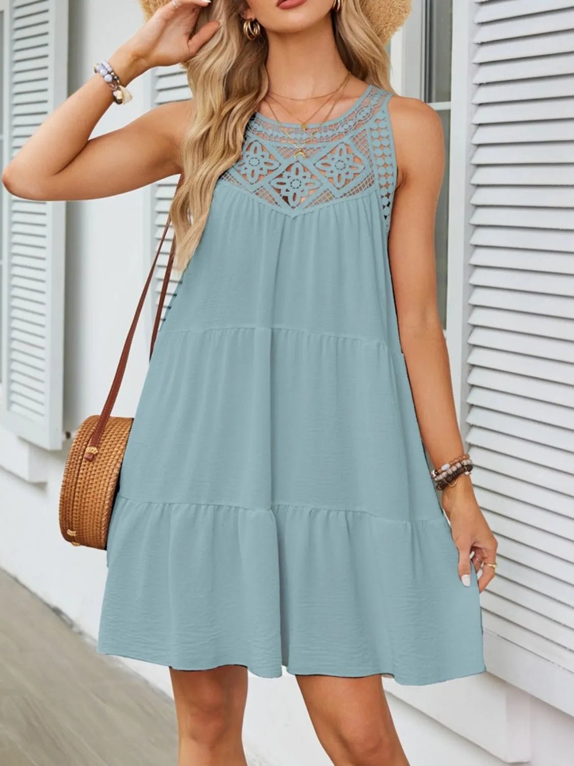 Ruffled Hem Lace Sleeveless Dress - Chaelisa's New Jammies