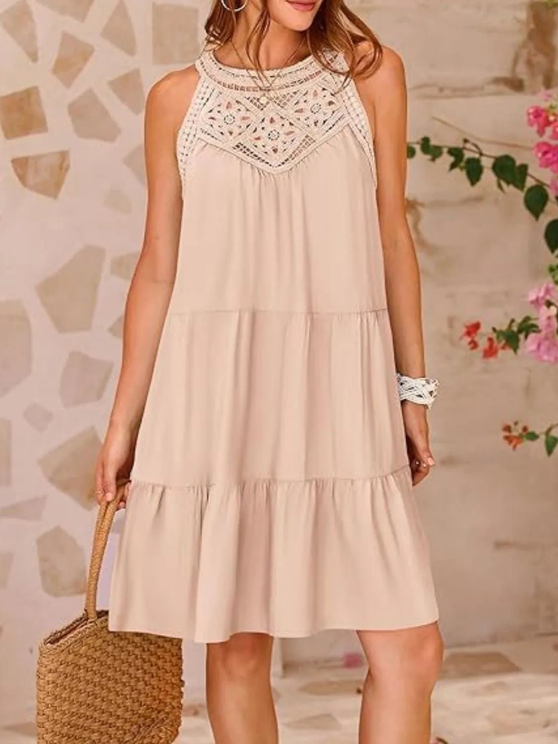 Ruffled Hem Lace Sleeveless Dress - Chaelisa's New Jammies
