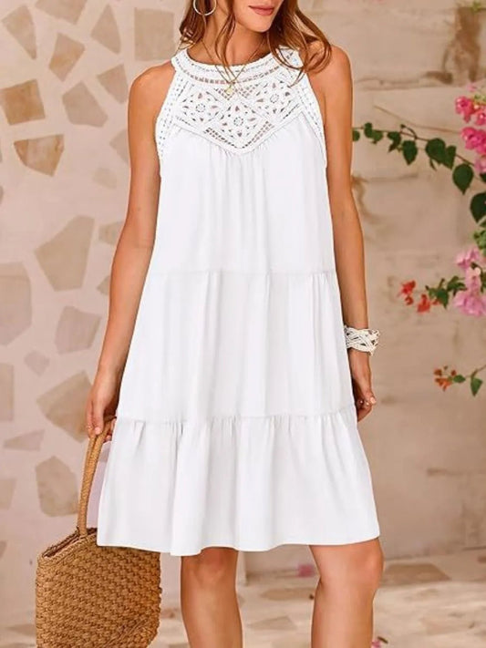 Ruffled Hem Lace Sleeveless Dress - Chaelisa's New Jammies