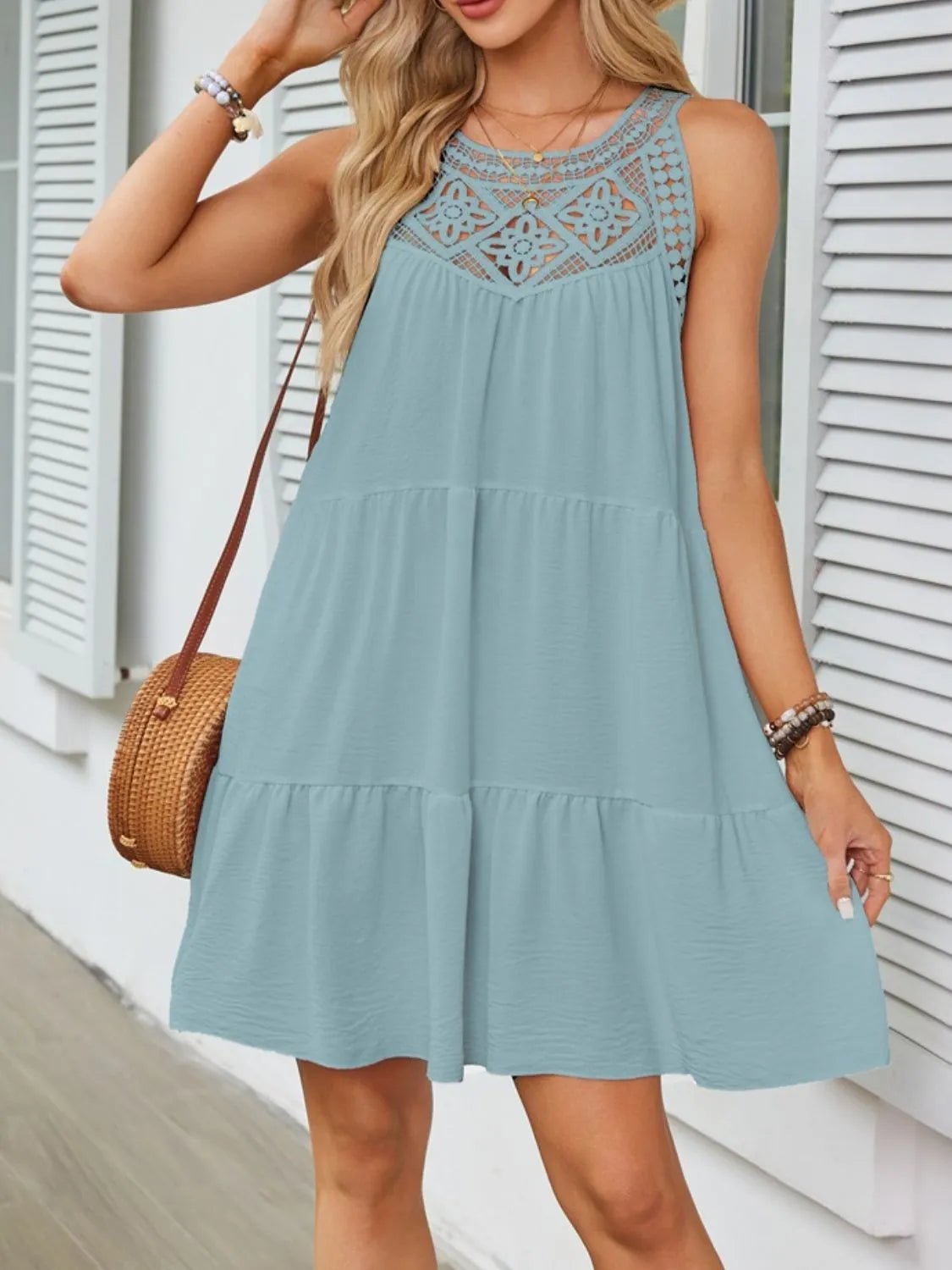 Ruffled Hem Lace Sleeveless Dress - Chaelisa's New Jammies