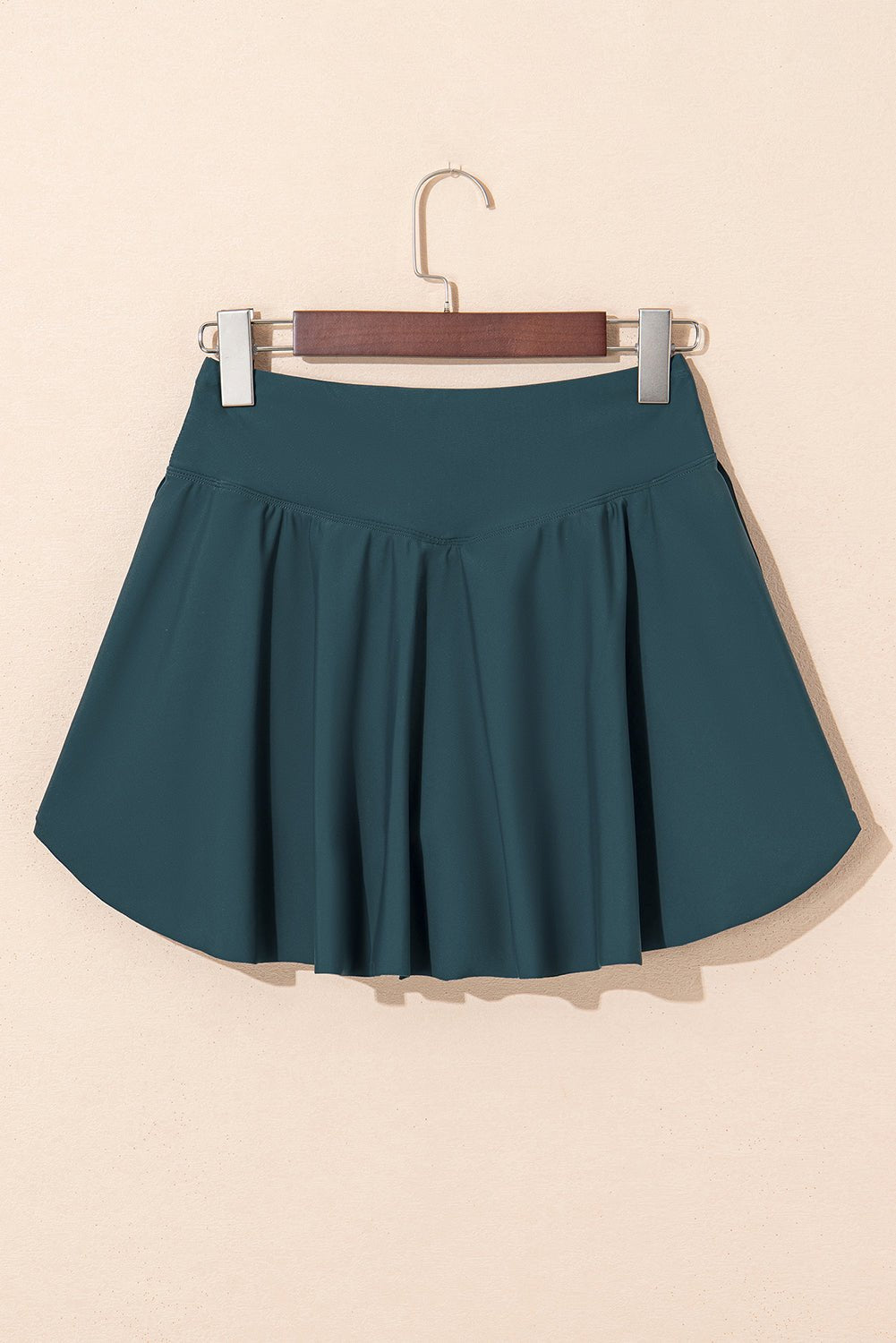 Sea Green Solid Pocketed Crossover High Waist Swim Skort - Chaelisa's New Jammies