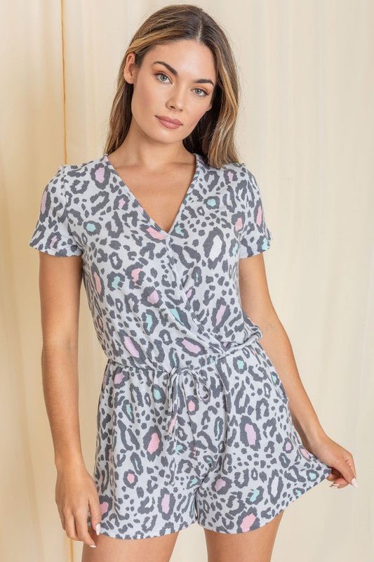 Short Sleeve Animal Print Romper - Chaelisa's New Jammies