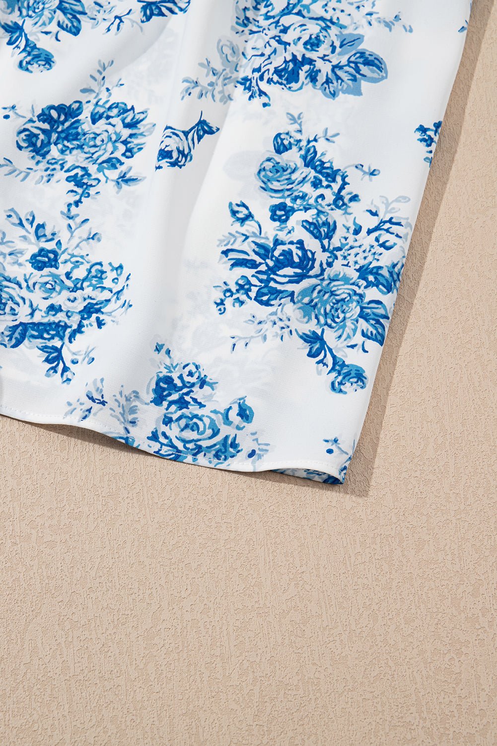 Sky Blue Floral Print Shirred Knot Shoulder Sleeveless Long Dress - Chaelisa's New Jammies