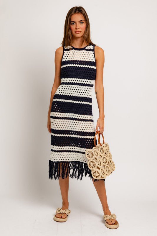 Sleeveless Crochet Effect Sweater Dress - Chaelisa's New Jammies