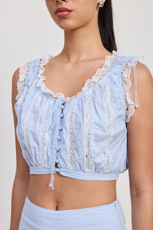 SLEEVELESS LACE RUFFLED TOP - Chaelisa's New Jammies