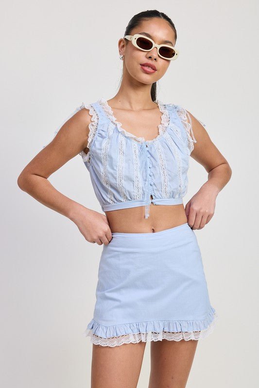 SLEEVELESS LACE RUFFLED TOP - Chaelisa's New Jammies