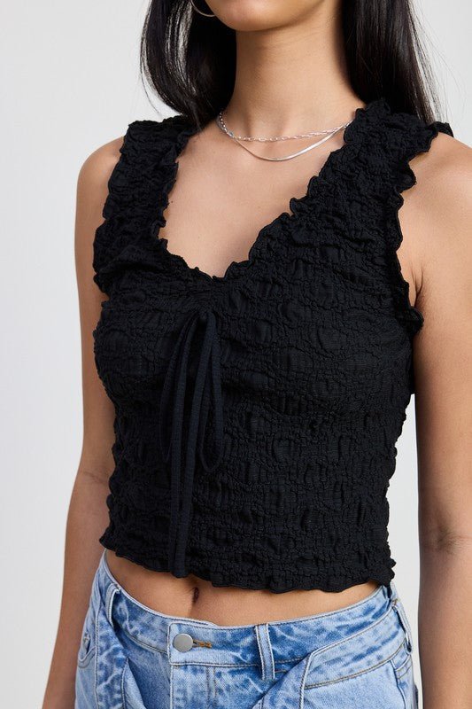 SLEEVELESS RUFFLE TOP - Chaelisa's New Jammies