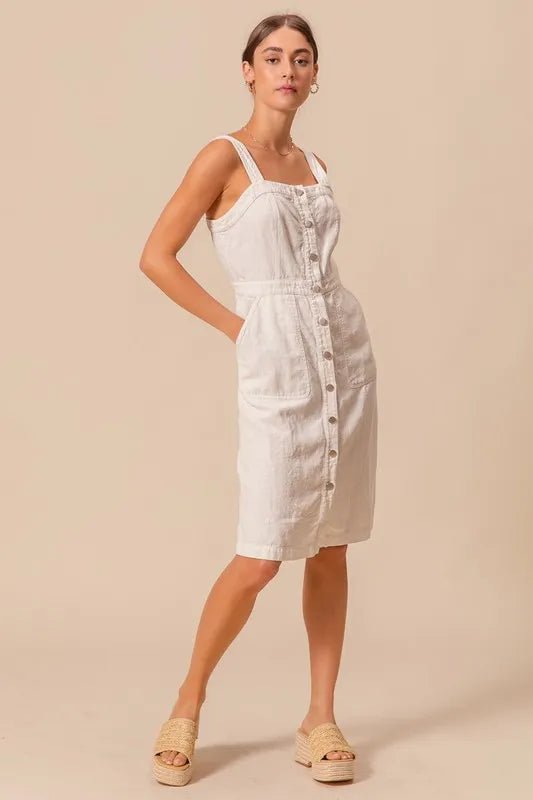 SO ME Button Down Pocket Front Pinafore Dress - Chaelisa's New Jammies