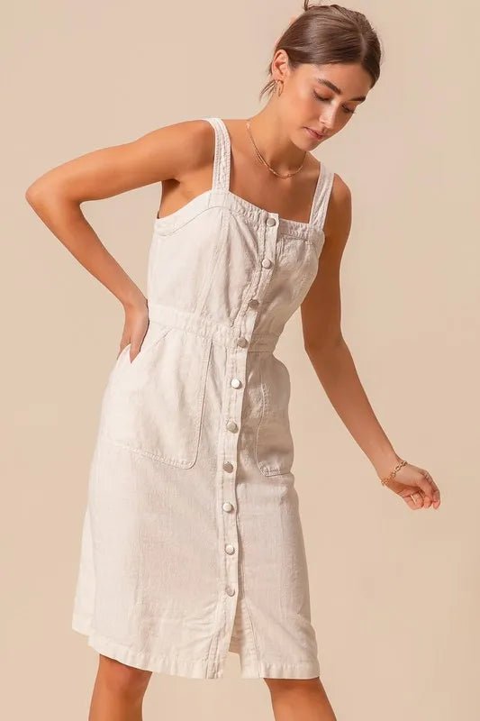 SO ME Button Down Pocket Front Pinafore Dress - Chaelisa's New Jammies