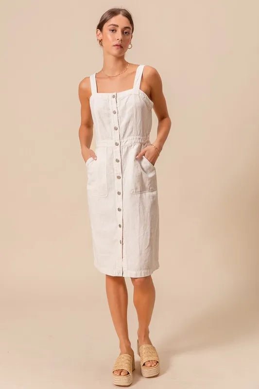 SO ME Button Down Pocket Front Pinafore Dress - Chaelisa's New Jammies