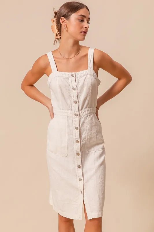 SO ME Button Down Pocket Front Pinafore Dress - Chaelisa's New Jammies