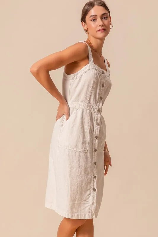 SO ME Button Down Pocket Front Pinafore Dress - Chaelisa's New Jammies
